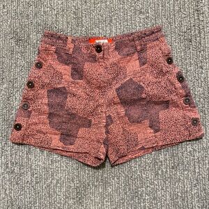Cartonnier by Anthropologie Coral Printed Button Detail Shorts | Size 4 | Boho